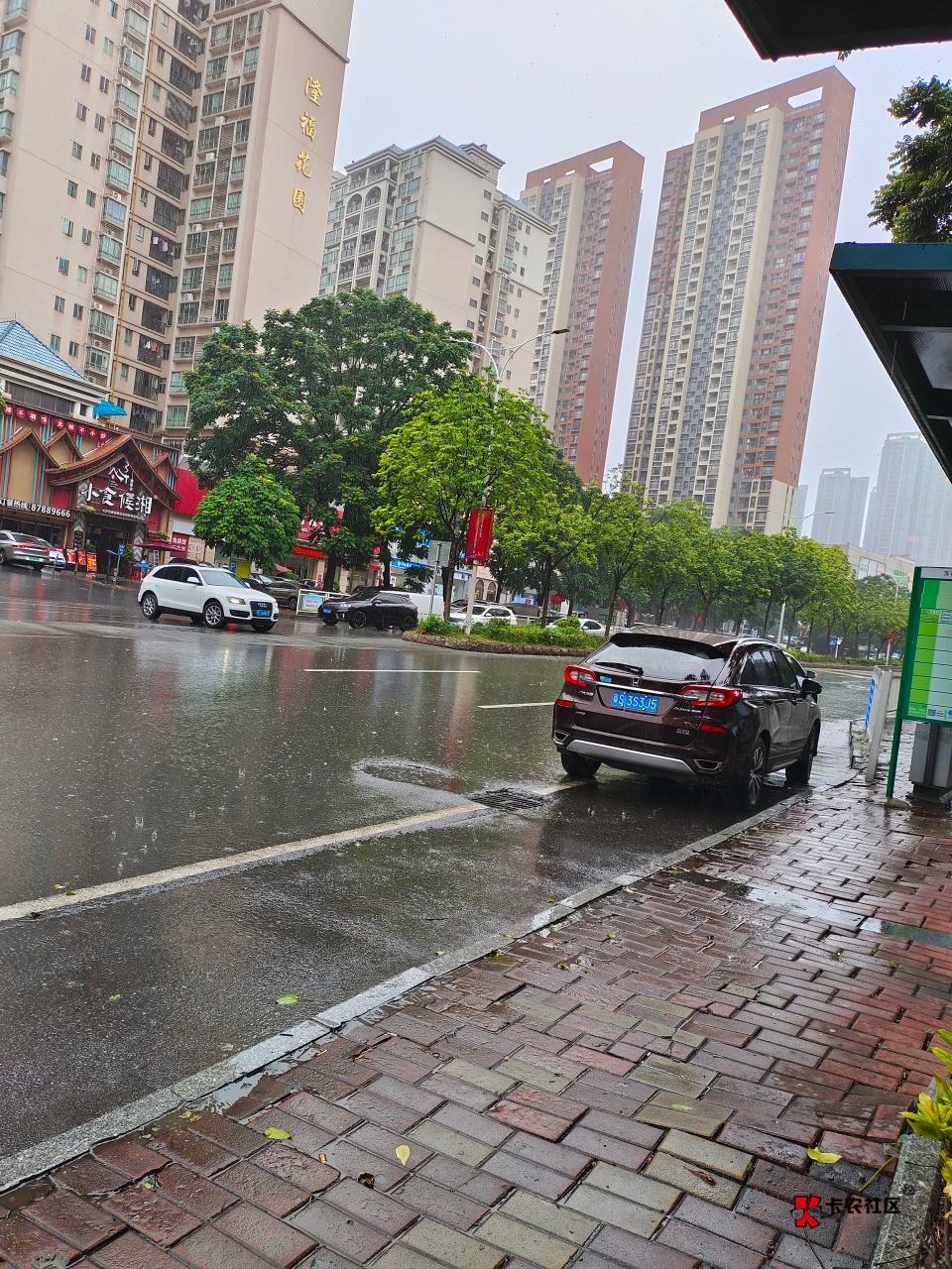 流浪网吧的第十五天，在公交站台醒来。这两天广州这边下大雨 好凉快，不用去网吧东躲25 / 作者:神手老马།༢ / 
